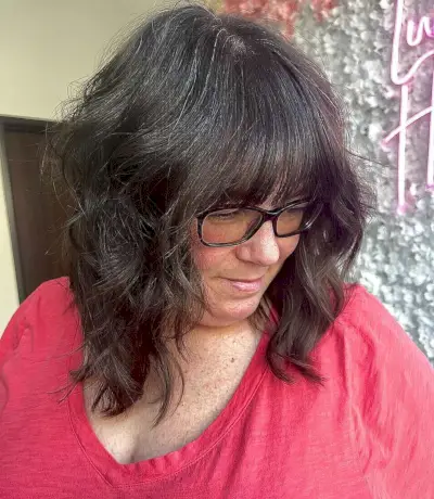 Shaggy Long Hair for Older Ladies with Glasses