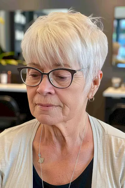 Classic Pixie with Bangs for Mature Women