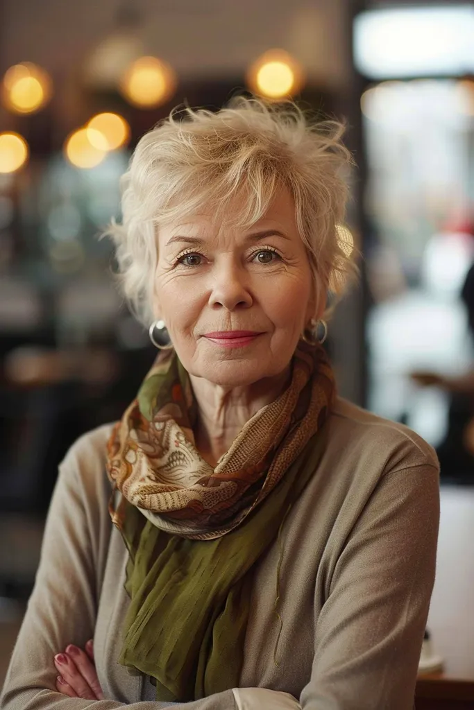 Kratka kosmata pričeska za ženske nad 70' title=