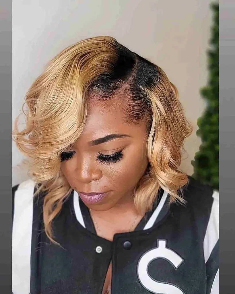 40세 이상의 흑인 여성을 위한 컬이 있는 옆머리 앞머리' title=