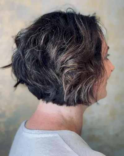 Tousled Bob Style for Wavy Fine Hair Women Fifty and Over