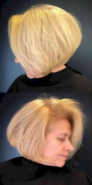 Chin-Length Angled Bob for Women Over 50 with Fine Hair