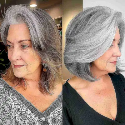 Natural Silver Bob Makeover for 50-Year-Olds with Fine Hair