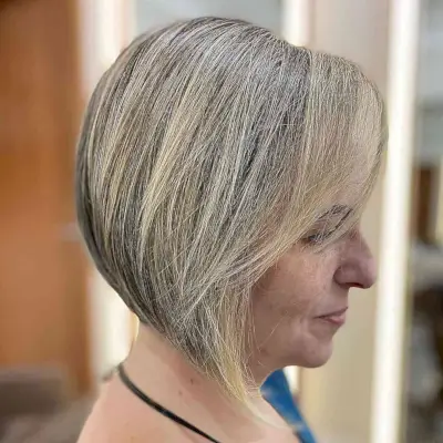 Short A-Line Bob with Balayage for Ladies Aged 50