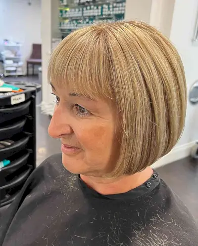 Short Sweet Golden Bob for Ladies Aged 50