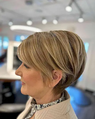 Short and Stylish Bob with Graduation for Ladies Aged 50