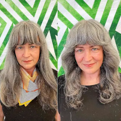 Razor Cut Shag with Bangs for Older Women 40 and Over