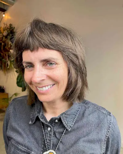 Baby Wolf Cut with Micro Bangs for a 40-Year-Old Woman