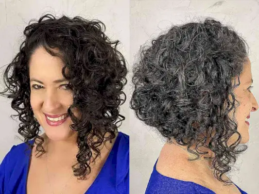 Inverted Curly Bob Without Bangs for 50-Year-Olds