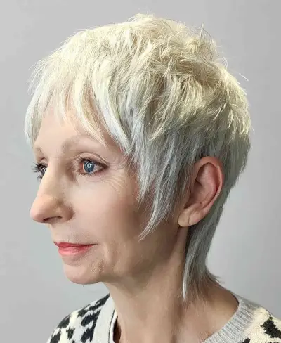 Short Shaggy Layers on Pixie Hair for Older Ladies