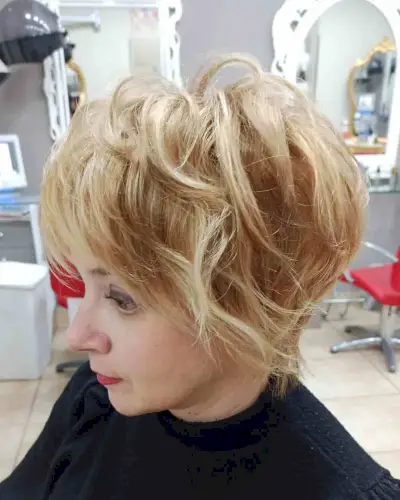 Fluffy Pixie with Feathered Layers for Older Women with Thick Hair
