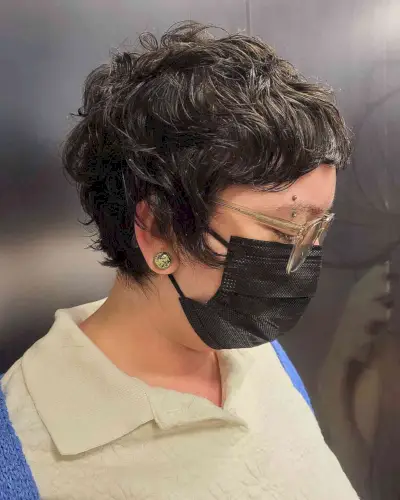 Shagged Pixie Cut on Wavy Hair for Old Women