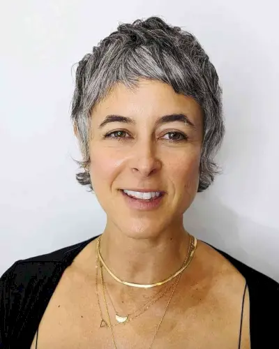 Grey Razor Cut Shaggy Mixie Style for Old Ladies