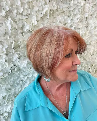 Jaw-Length Angled Bob with Copper Highlights
