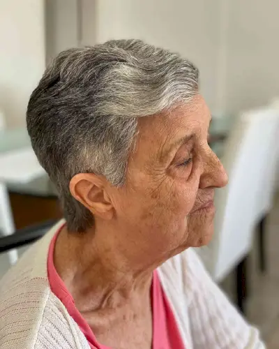 Slicked Back Style on Short Grey Hair