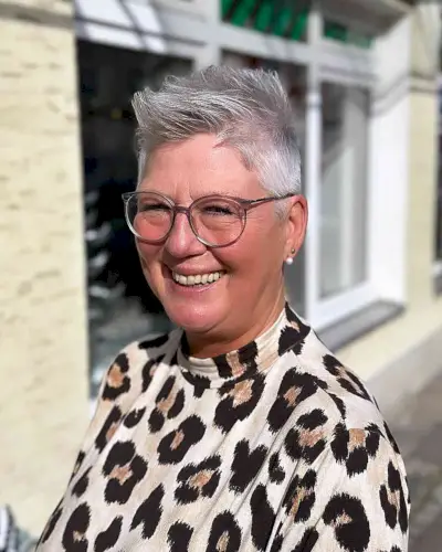 Androgynous Silver Pixie for Thin Haired Ladies Past 50