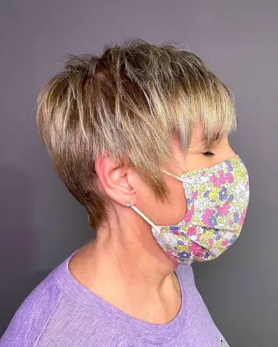 Straight Pixie Style with Choppy Layers for Woman Over 50 with Thin Hair