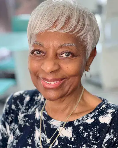 White Wispy Pixie for Older Black Women