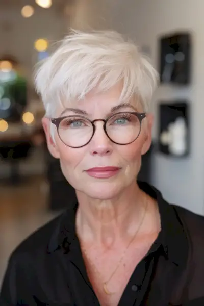 The best pixie cut for older women with glasses