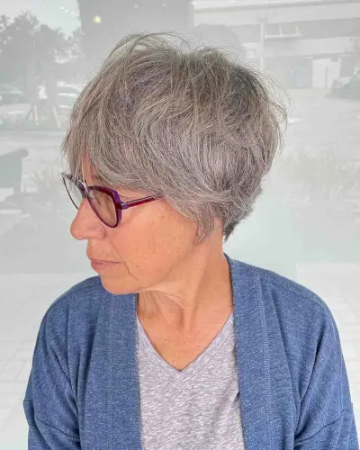 long layered pixie for gray hair