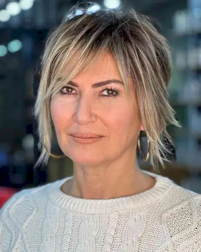 Very Choppy Short Shag for Ladies Over 50 with Fine Hair