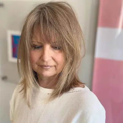 light brown shaggy cut for older ladies