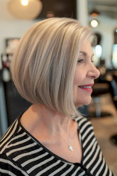A-Line Bob Cut for a Lady in her 60s