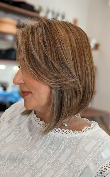 Short Light Brown Swing Bob for Ladies Aged 60 with short hair