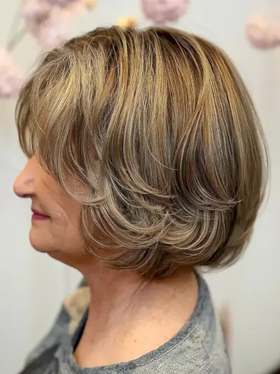 Bobbed Hair with Feathery Layers for Women Over 60