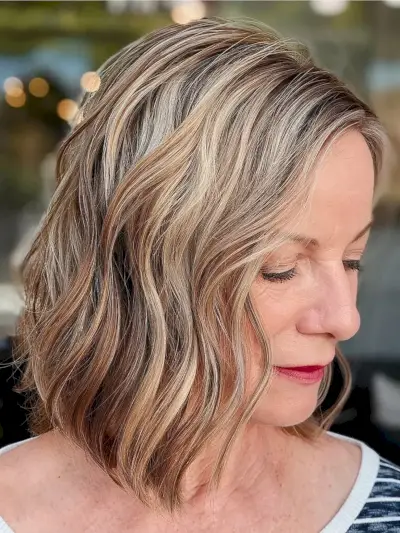 Low-Maintenance Wavy Bob for Women Passed 60