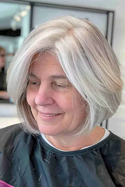 Face-Framing Layered Bob Cut for Women Sixty and Up