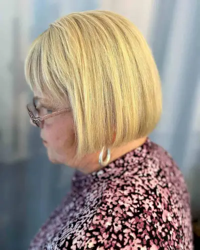 Sleek Bob with Fringe for 60-Year-Old Women