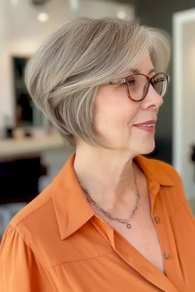 short bob with layers for women over 60