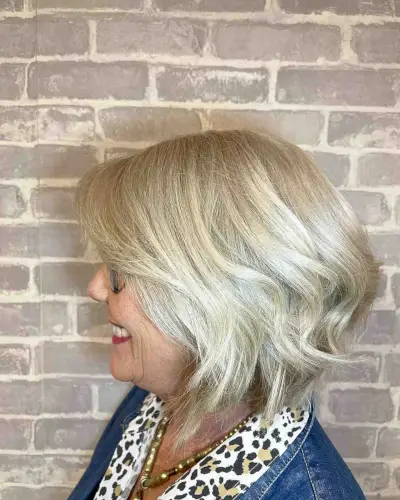 short blonde angled bob hairstyle