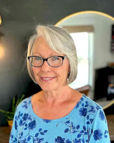 Short Adorable Precision Cut for Women Aged 60 with Glasses