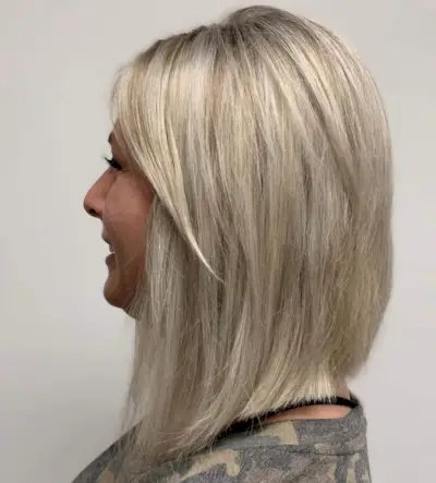 inverted bob for a woman over 50 with thick hair