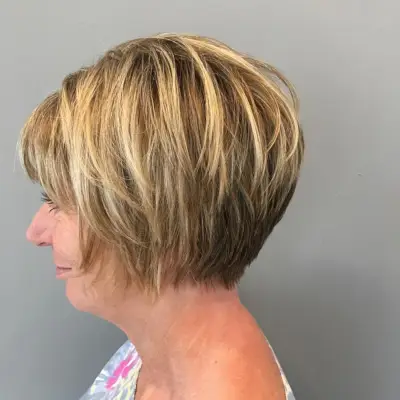 blonde crop for 50+ woman with thick hair