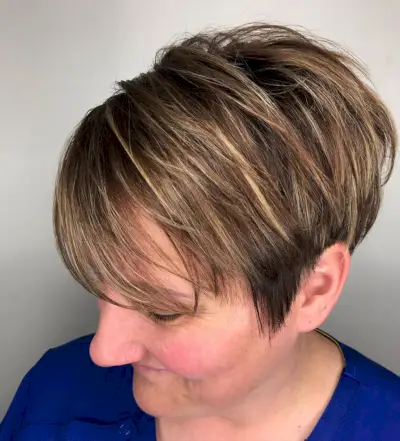 choppy pixie for a 50 year old woman with thick hair