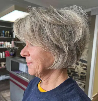 Layered Short Bob for Women Over 50 with Thick Hair