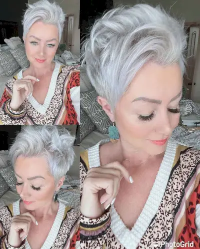 Textured Pixie Hairstyle on Ladies 40 and Up