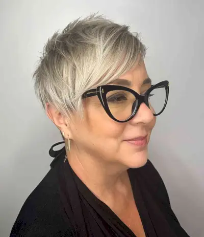Short Messy, Straight Pixie Cut for Ladies Aged 40