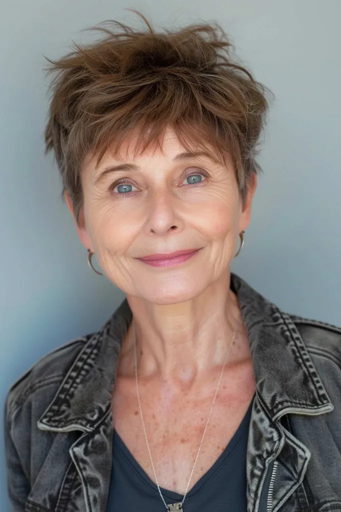 Coupe lutin shaggy marron clair avec des couches agitées, idéale pour les types de cheveux fins à moyens' title=