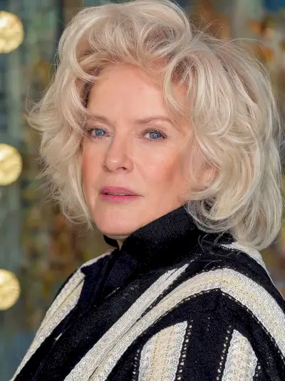 Pearl Cream Bob with Layers for 50-Year-Old Women