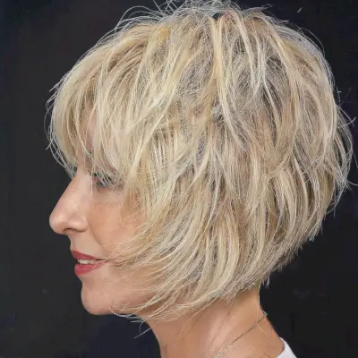 Textured Bob with Visible Layering for 50-Year-Old Women