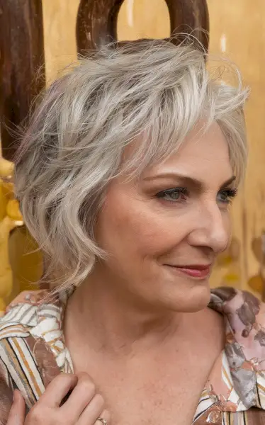 Wash-and-Wear Layered Bob Hairstyle for Ladies in their 50s