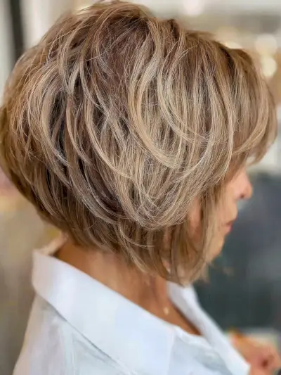Light Brown Feathered Layers for Women Over Fifty