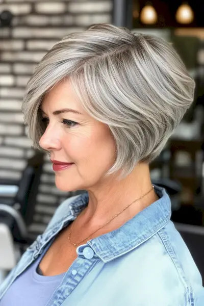 Layered short bob for 50-year-old women