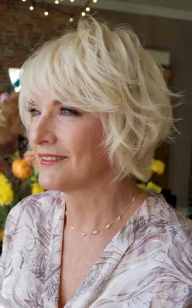 Bob cut with layers for older women with thick hair