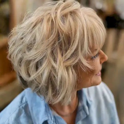 Layered stacked bob for women 50+