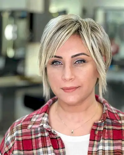 Short Choppy Side-Parted Haircut for women over 40